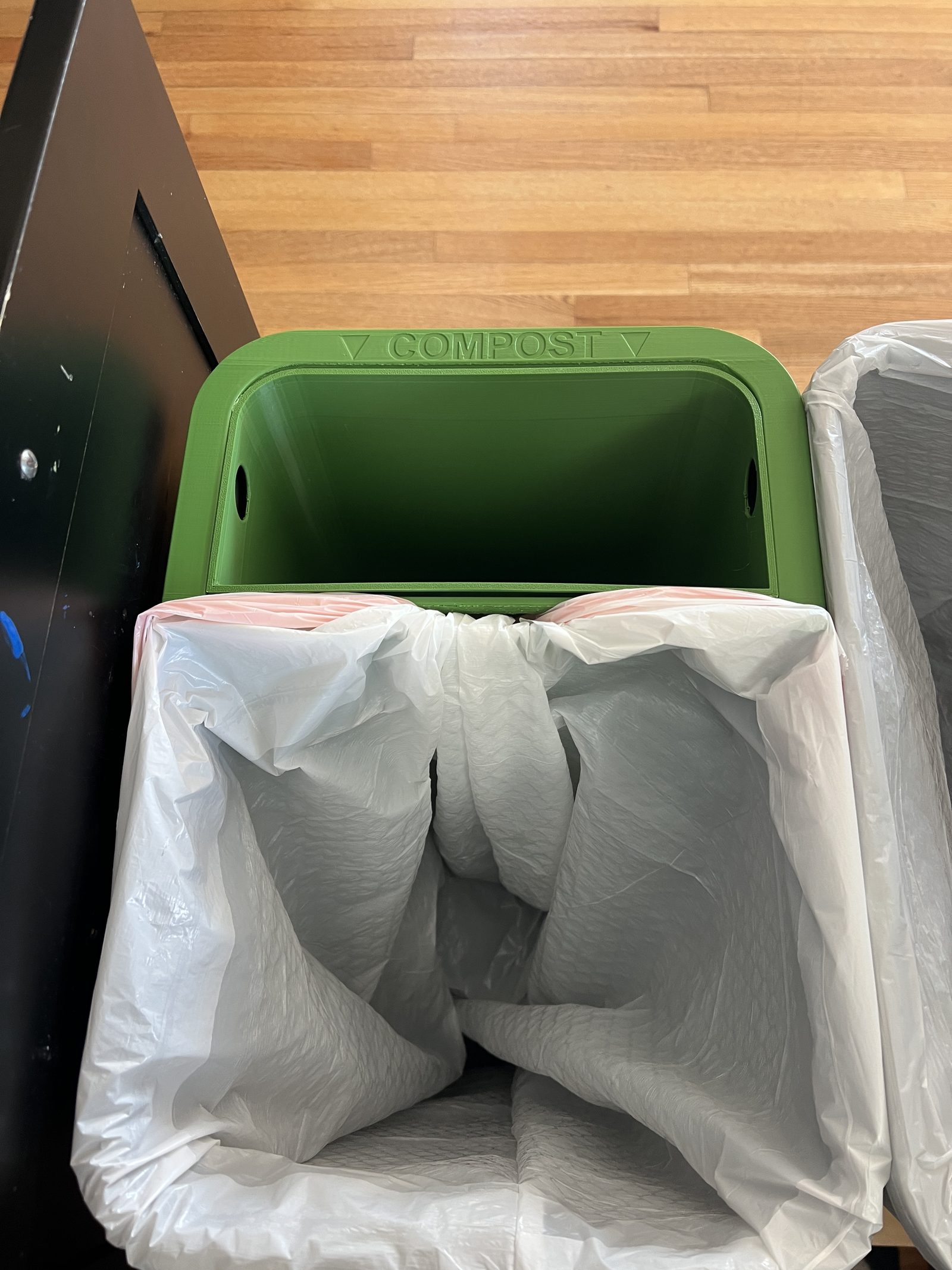 CompostFit two-piece compost insert, fully extended, 3/4 view