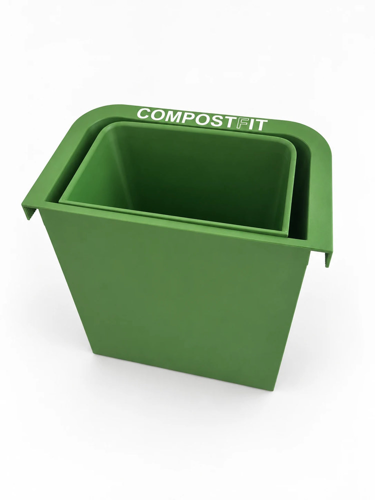 CompostFit collapsed, with the bottom bin nested inside the top bin
