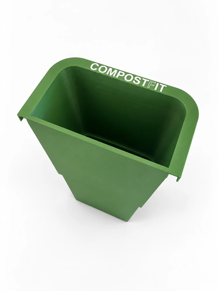 Looking down into the CompostFit bin, showing the full depth below the wide rim